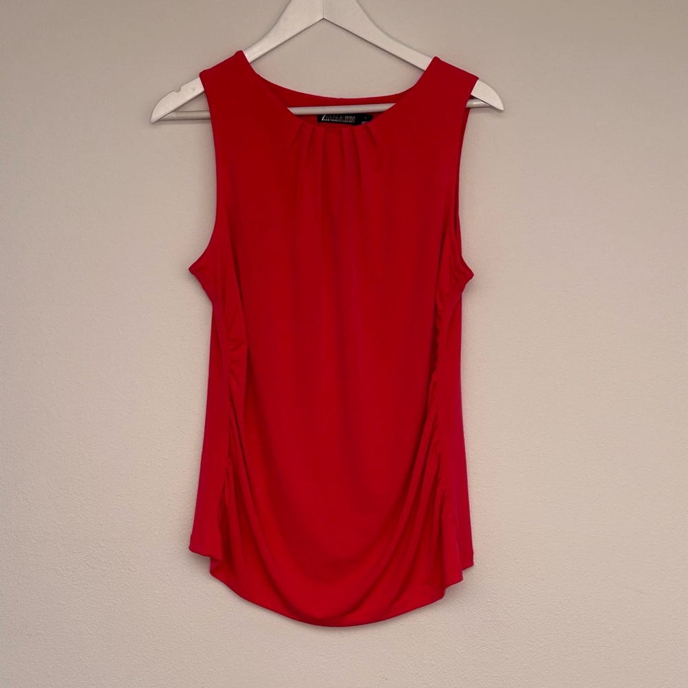 New York & Company Bright Pink Ruched Top
